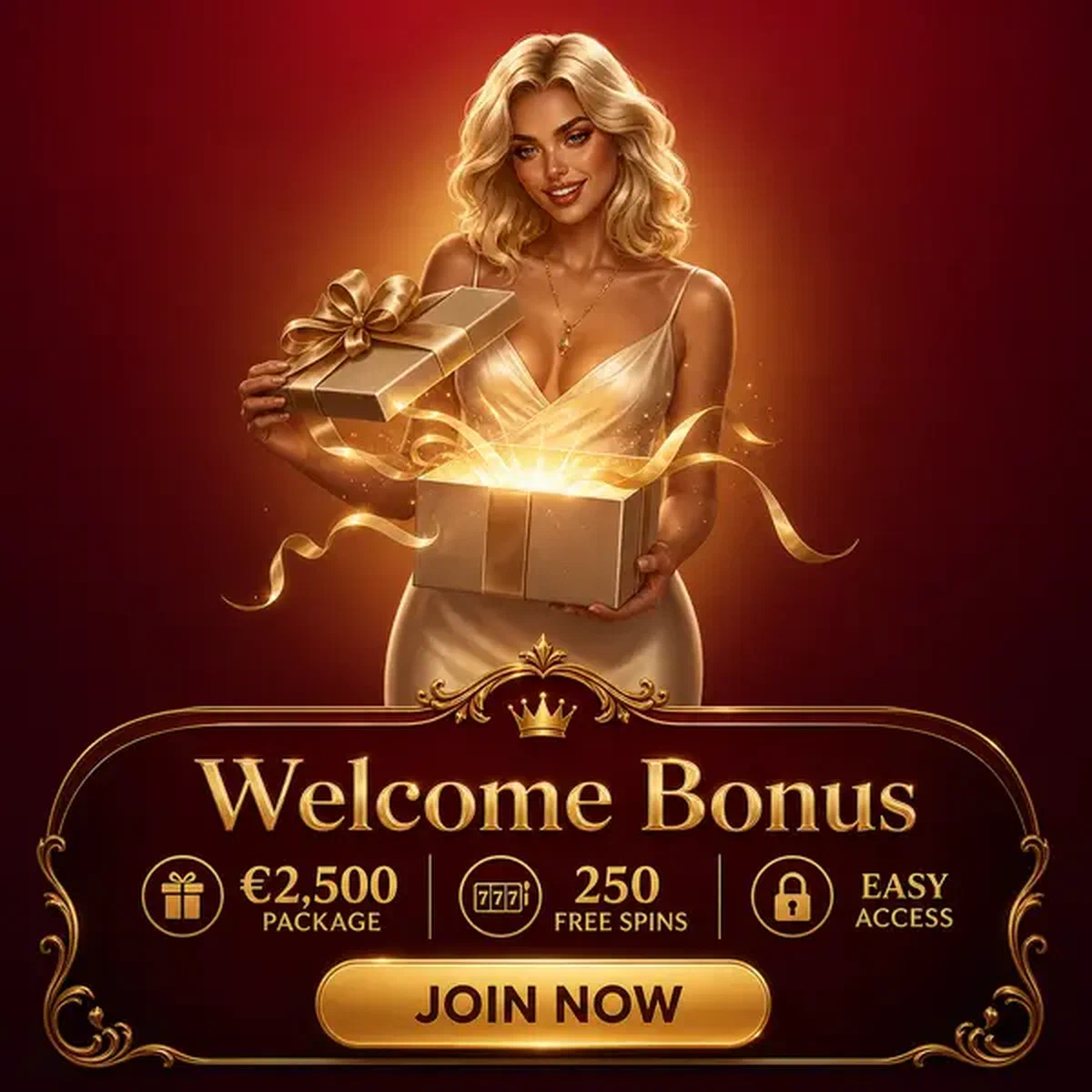 Femme glamour révélant un cadeau bonus de bienvenue sur l'interface de l'application mobile Vipzino
