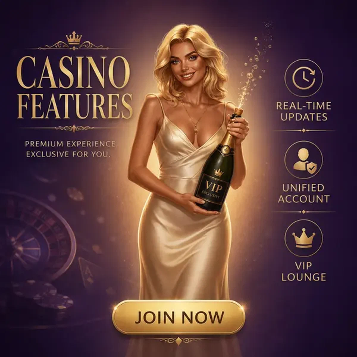 Joueur entouré des fonctionnalités du casino Vipzino dans un salon VIP luxueux avec célébration au champagne